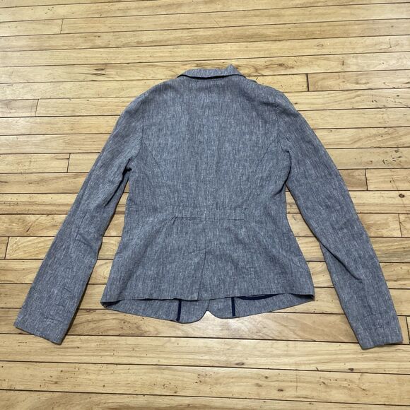 Cartonnier Anthropologie Linen Blazer Women 4 Blue Light 2 Button Preppy Beach 4 - Picture 2 of 16